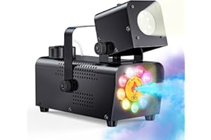 ALLADINBOX Fog Machine with adjustable Projector Lights and 9 LED Lights, 500W Smoke Machine with Wireless Remote Control Automatic Portable Outdoor for Parties & Stage Christmas Halloween Thanksgiving Day