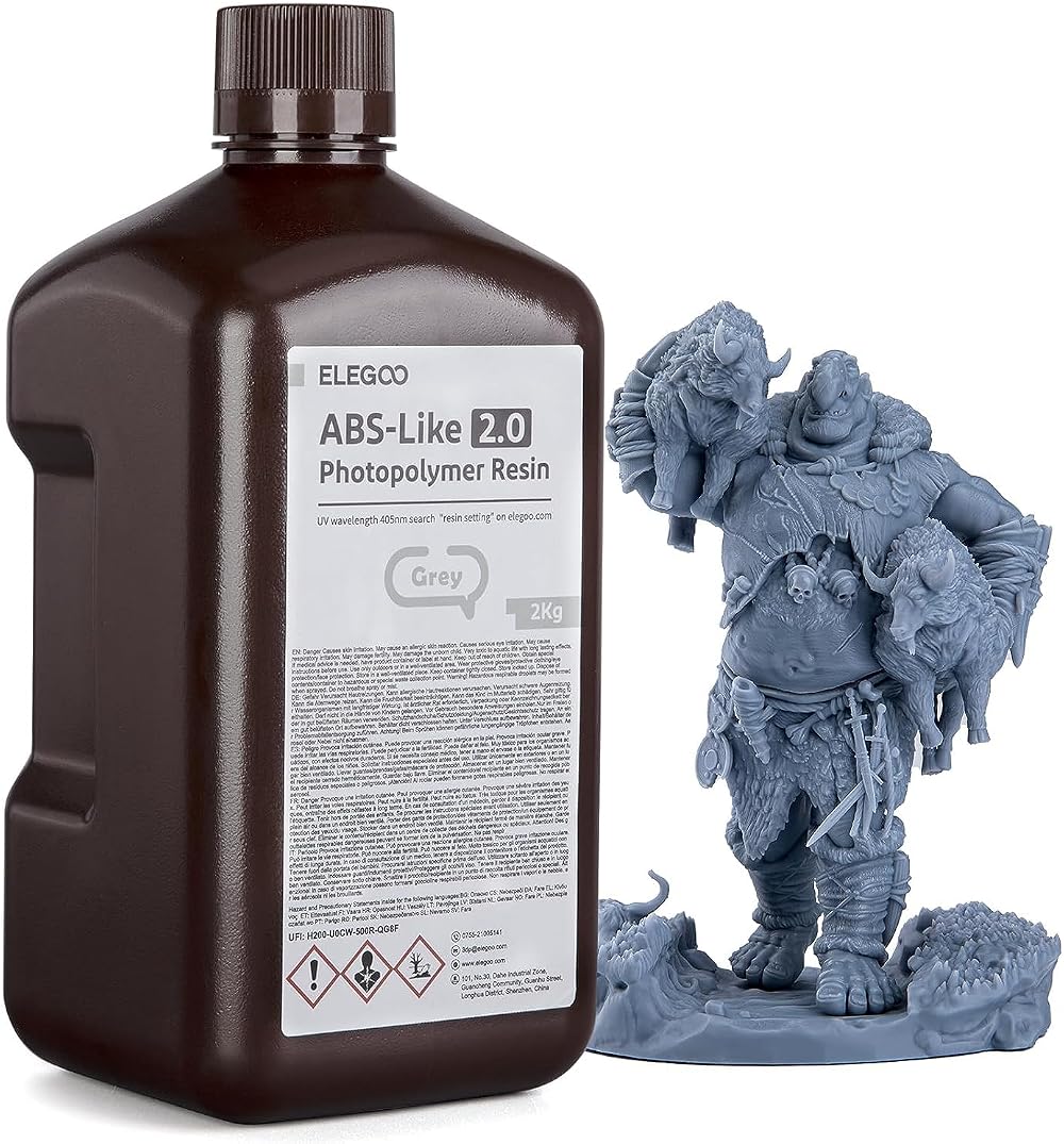 ELEGOO ABS Like 3D Printer Resin 2.0 405nm Grey 2000g UV Curing