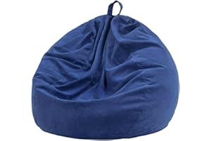 Nobildonna Bean Bag Chair Cover (No Filler) for Kids and Adults,Beanbag Stuffed Animal Storage Without Filling Plush Toys Holder and Organizer Soft Premium Corduroy 200L (Dark Blue)