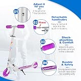 BELEEV Kids Scooter 2 Wheels Folding Light Up Purple Adjustable 3 Heights view 6