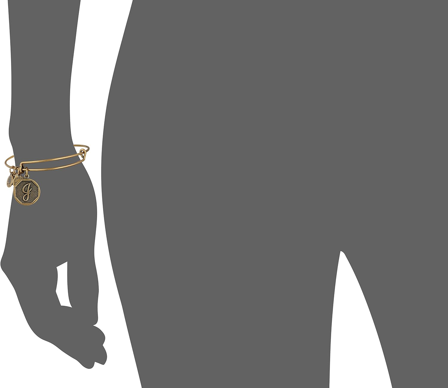 Alex and Ani Rafaelian Gold-Tone Initial J Expandable Wire Bangle Bracelet 2.5