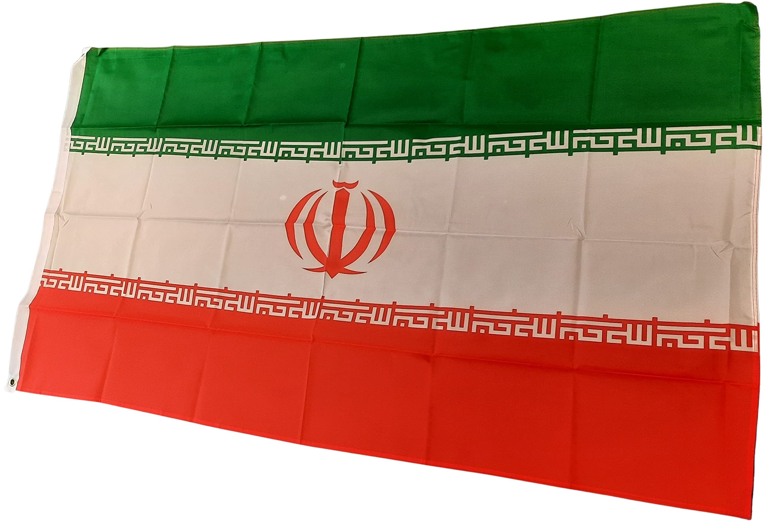 NWFlags Iran Flag 5ft x 3ft 75d Premium Polyester Suitable For Flagpoles | Strong Polyester 5x3 foot material large Iranian flag with 2 metal Eyelets
