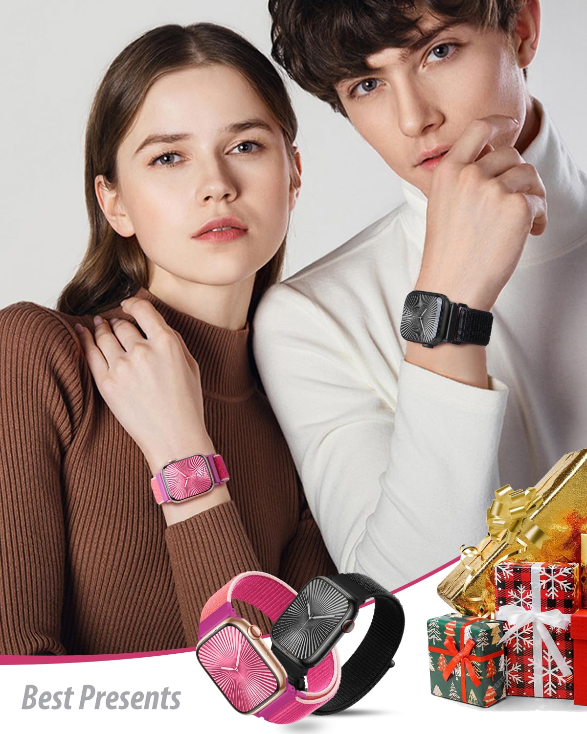 Nylon Loop Sport Band Compatible with Apple Watch Bands 44mm 45mm 46mm 49mm 42mm for Women Men, iWatch Wrist Straps for Ultra 2, SE, Series 10 9 8 7, Breathable, Soft Band Ideal for Outdoor
