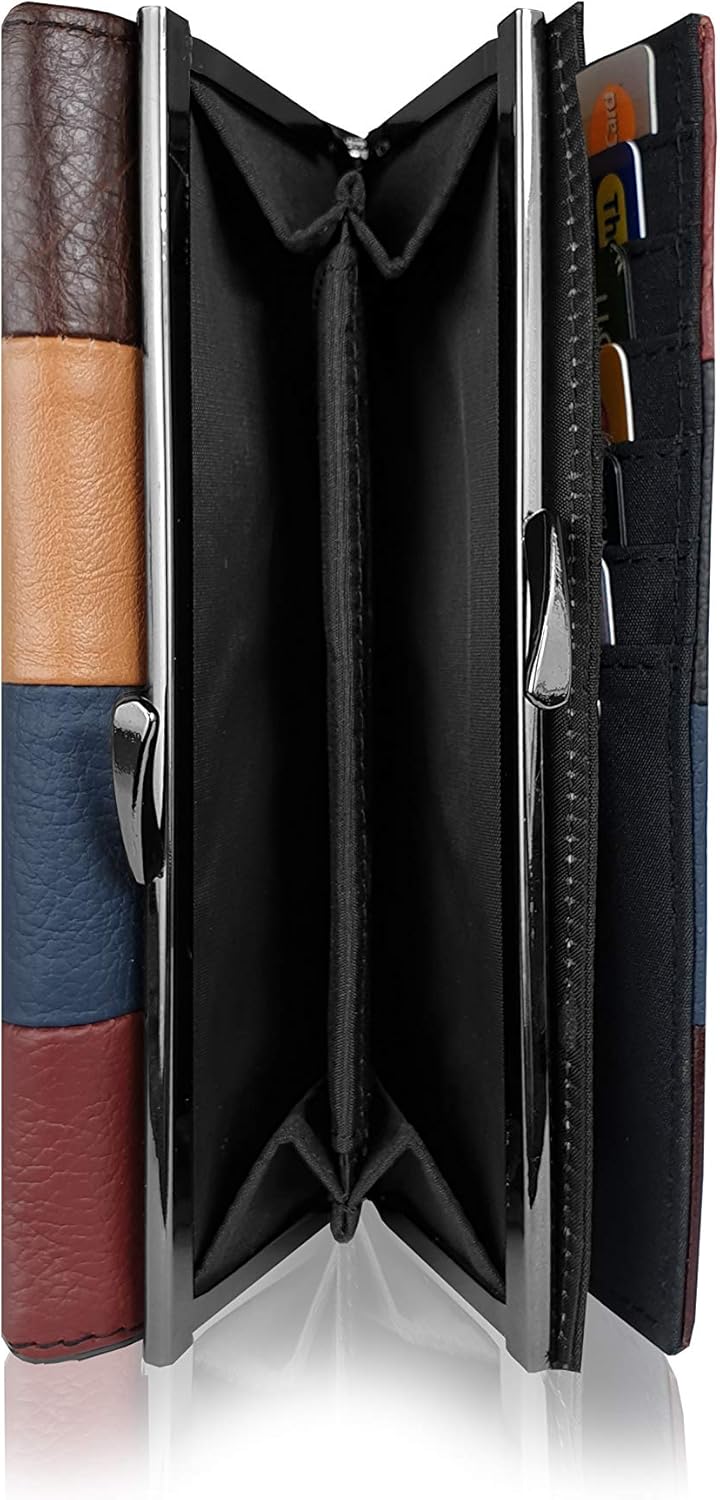 Quenchy London Large Womens Purse, Framed Leather Ladies Wallet 20 RFID Blocking Contactless Blocker Credit Card Slots - Image 4
