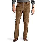 PLEPAN Men's Corduroy Pants - Casual Classic Fit Stretch Elastic Waist Dress Pants