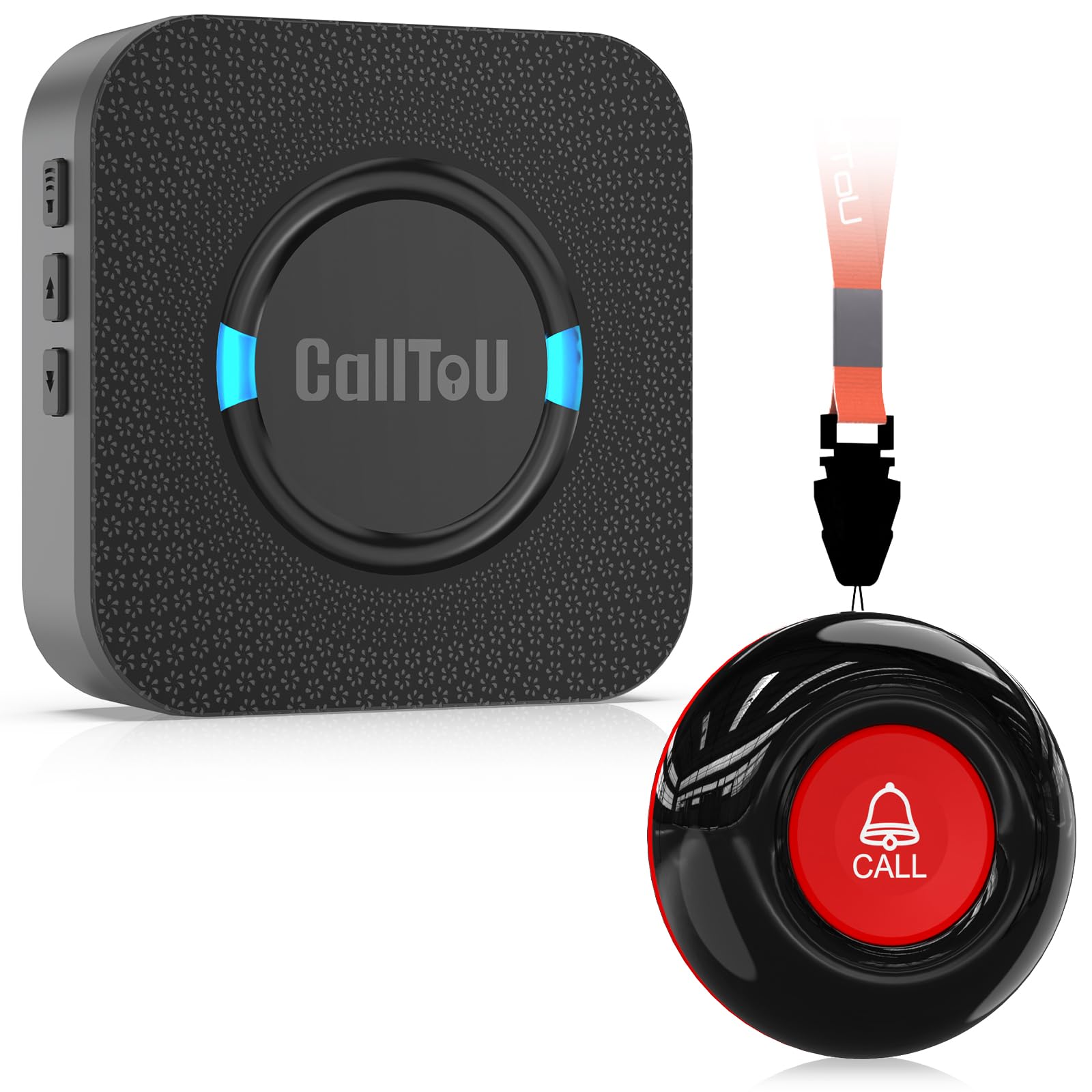 CallToU Wireless Personal Alarms for Elderly, Caregiver Pager System with Elderly Alarm Call Button, Fall Alarm for Elderly, Call Bell for Elderly with1 UK Plug-In Receiver 1 Waterproof Button