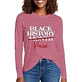 sallrue Womens Black History Month Shirts Africa American Tshirts Black Pride Long Sleeves