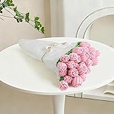 Sokfone Flower Blanket - Crochet Rose Blanket with Bouquet Blankets, Knitted Throw Blankets for Birthday, Wedding, Anniversary,Home Decor (31.5inch - Finished Pink)