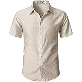 ZEROYAA Men's Casual Short Sleeve Button Down Shirt Vacation Beach Summer Lightweight Textured Shirts