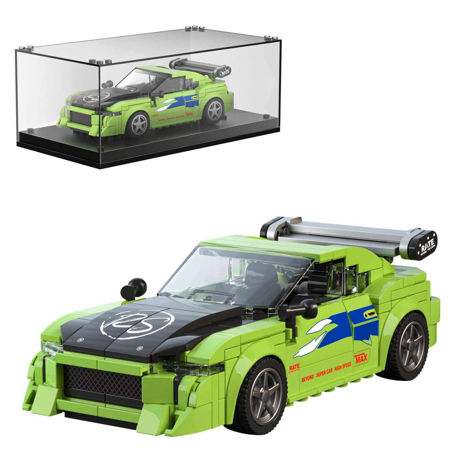 Mould King 27033 Speed Champions Sports Car Building Blocks, Sports Racing Car Building Blocks Set with Acrylic Display Case, Model Cars for Collecting