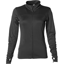 Global Blank Global Women’s Slim Fit Lightweight Full Zip Yoga Workout Jacket M Black, Medium