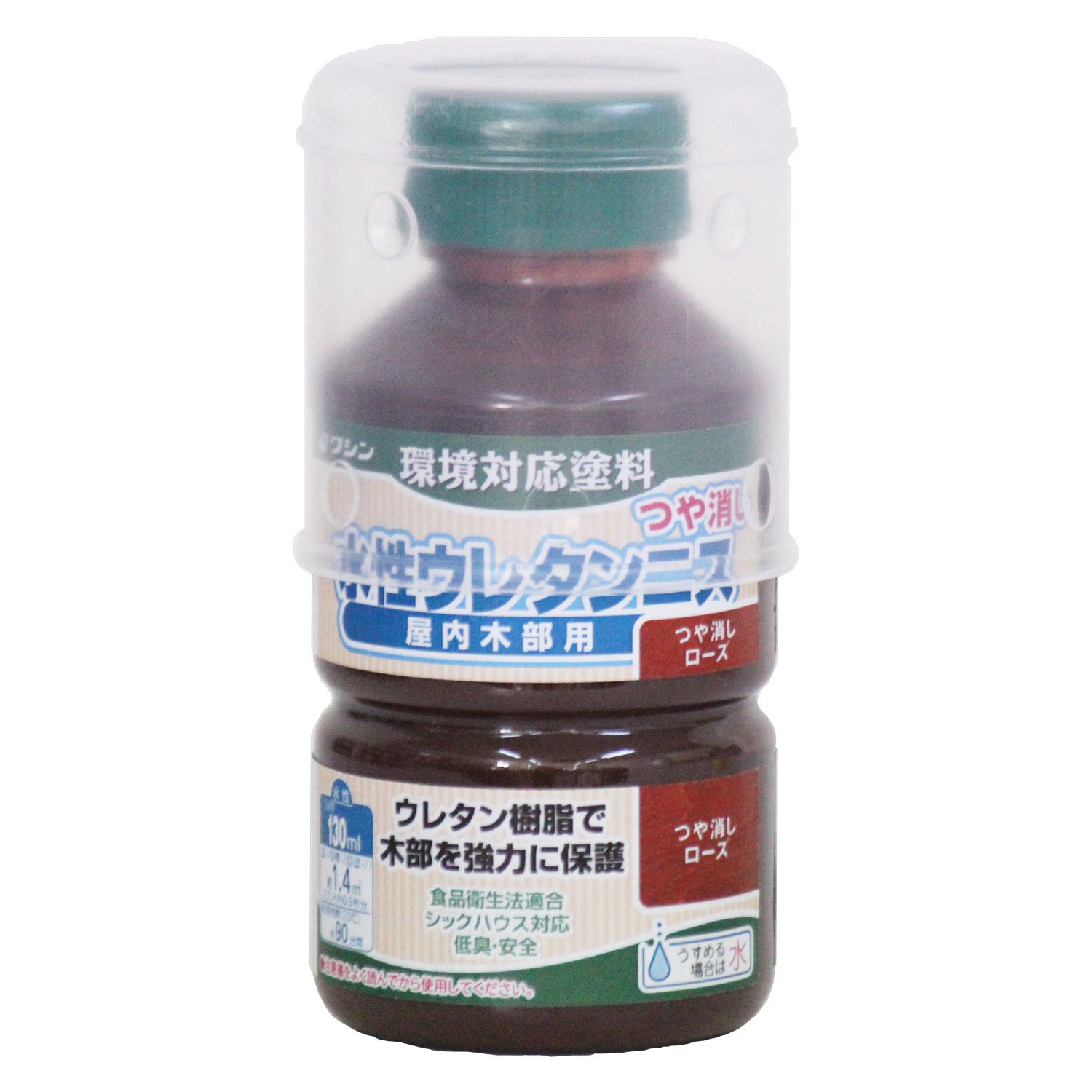 和信ペイント(Washi Paint) 水性ウレタンニス 屋内木部用 ウレタン樹脂配合 低臭・速乾 つや消しローズ 130ml の商品画像
