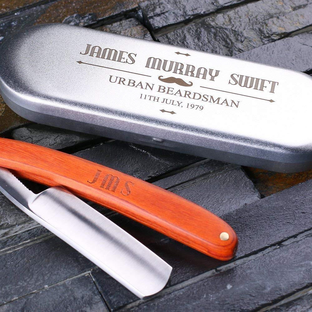 Personalized Straight Razor Blade with Tin Box Free