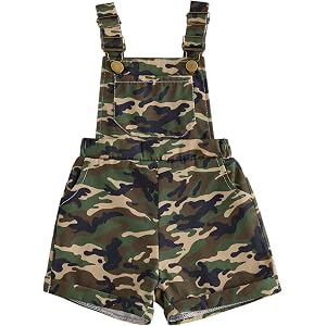 Xnqiwq Toddler Baby Boy Girl Overalls Camo Overall Shorts Sleeveless Suspender Romper Jumpsuit Kids Hunting Outfit