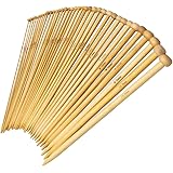 36PCS Bamboo Knitting Needles Set, BetyBedy Single Pointed Knitting Needles, 9 Inches Length Knitting Crochet Supplies for Be