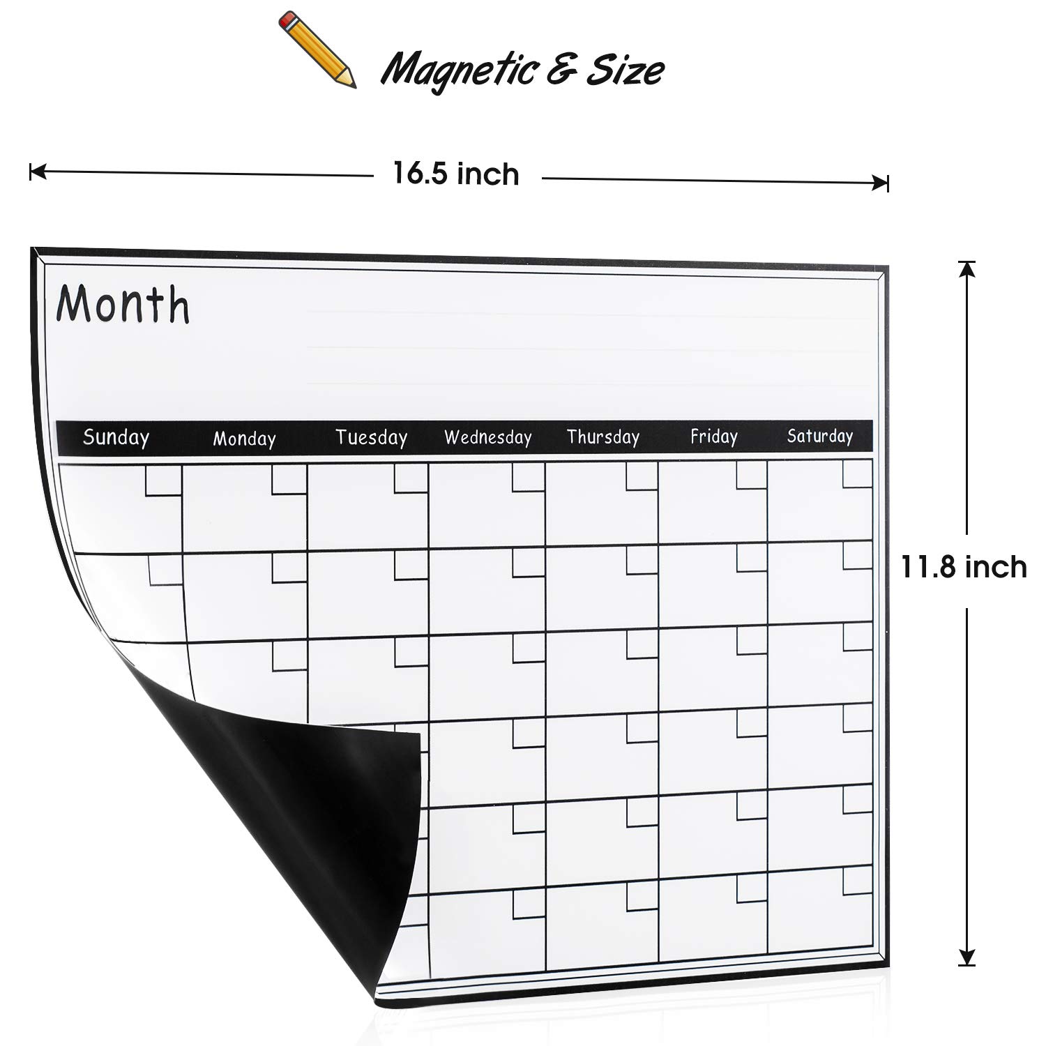 Dry Erase CalendarMonthly Refrigerator Calendar Whiteboard