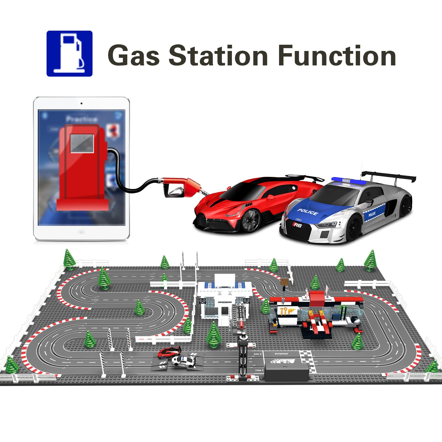 AGM MASTECH Mini Deluxe Block Building N Slot car race set GD-11 at 1:87 Scale