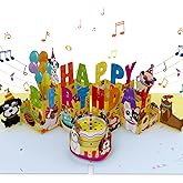 Ecloverlife Musical Birthday Cards, Pop Up Dog Birthday Cards with Lights, 3D Cake Blowable Candle Greeting Cards, Birthday Gifts for Boys, Girls, Men, Women