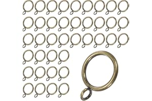 M METERXITY 40-Pack Green Bronze Curtain Rings with Eyelet, Rustproof Metal Rings for Curtain Rods, 1 Inch Interior Diameter 