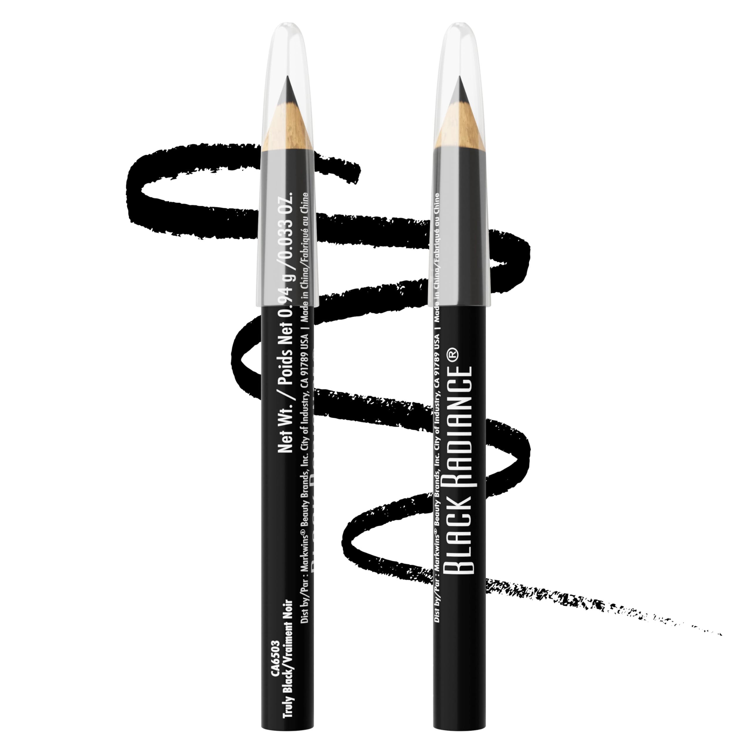 Photo 1 of Black Radiance Twin Pack Eyeliner Pencil, Creamy Dual-Purpose Formula for Eyes & Brows, Intense Black Pigments, Long-Lasting Definition - Truly Black