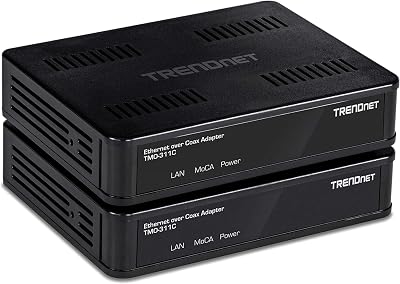 TRENDnet MoCA 2.0 Ethernet Over Coax Adapter 2 Pack Gigabit LAN TMO-311C2K
