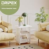 Dripex 3-Tier Side End Table with Storage Shelf White Narrow Nightstand 24 x 36 view 7
