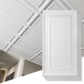Art3d 3D Decorative Drop Ceiling Tiles, 24 x 48 in, 12-Pack, Smooth White | PVC, Lightweight, Water Resistant, Shatterproof, Compatible with Grid System, Perfect for Basement, Kitchen