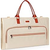 GMAK 47.7'' Travel Garment Bag for Men Women, Foldable Carry on Suit Carrier with Zipper Pocket for Hanging Clothes, Travel Essential Dress Storage Tote Bag for Suits, Dresses, Coats, Tuxedos, Beige