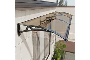 KUZRZNH Awning for Door Entrance, Window Awnings Exterior with Aluminum Bracket, UV, Rain & Snow Protection, Durable Polycarbonate Canopy for Entrance, Balcony, Garage, Brown 60x120cm/24x47in