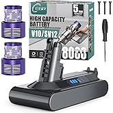 EGR High Capacity 8000mAh V10 Battery Replacement Compatible with Dyson V10 /Animal/Absolute/Fluffy/Motorhead SV12 Cordless S