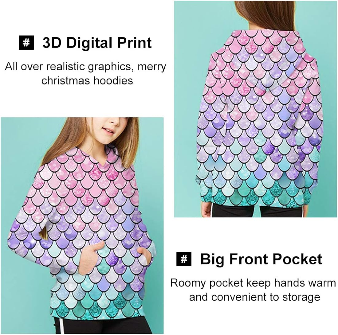 Ahegao Unisex Kids Hoodies Sweaters 3D Printed Casual Hooded Sweatshirts with Big Pockets for 4-14T Boys Girls: Clothing