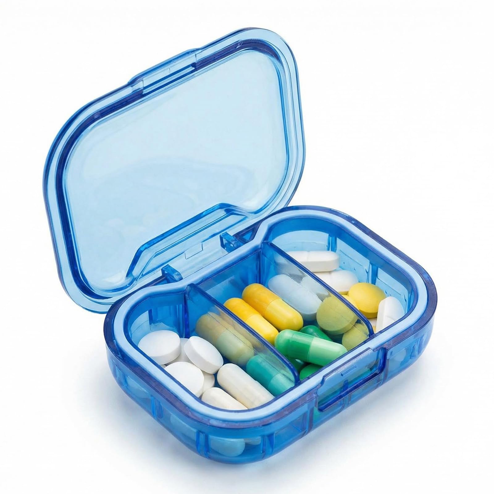 Photo 1 of 1 Pack Travel Pill Organizer for Purse, 3 Compartment Pill Organizer for Travle, Compact Mini Pill Case for Travle, Small Pill Box for Purse, Pocket Pill Case, Pill Box Compact