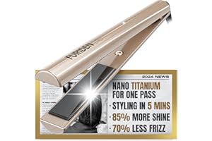 FURIDEN LITE FURIDEN Nano Titanium Flat Iron - One Pass to Achieve a Silky, Shiny, Sleek Look | Add 85% of Shine | Eliminates 70% of Frizz