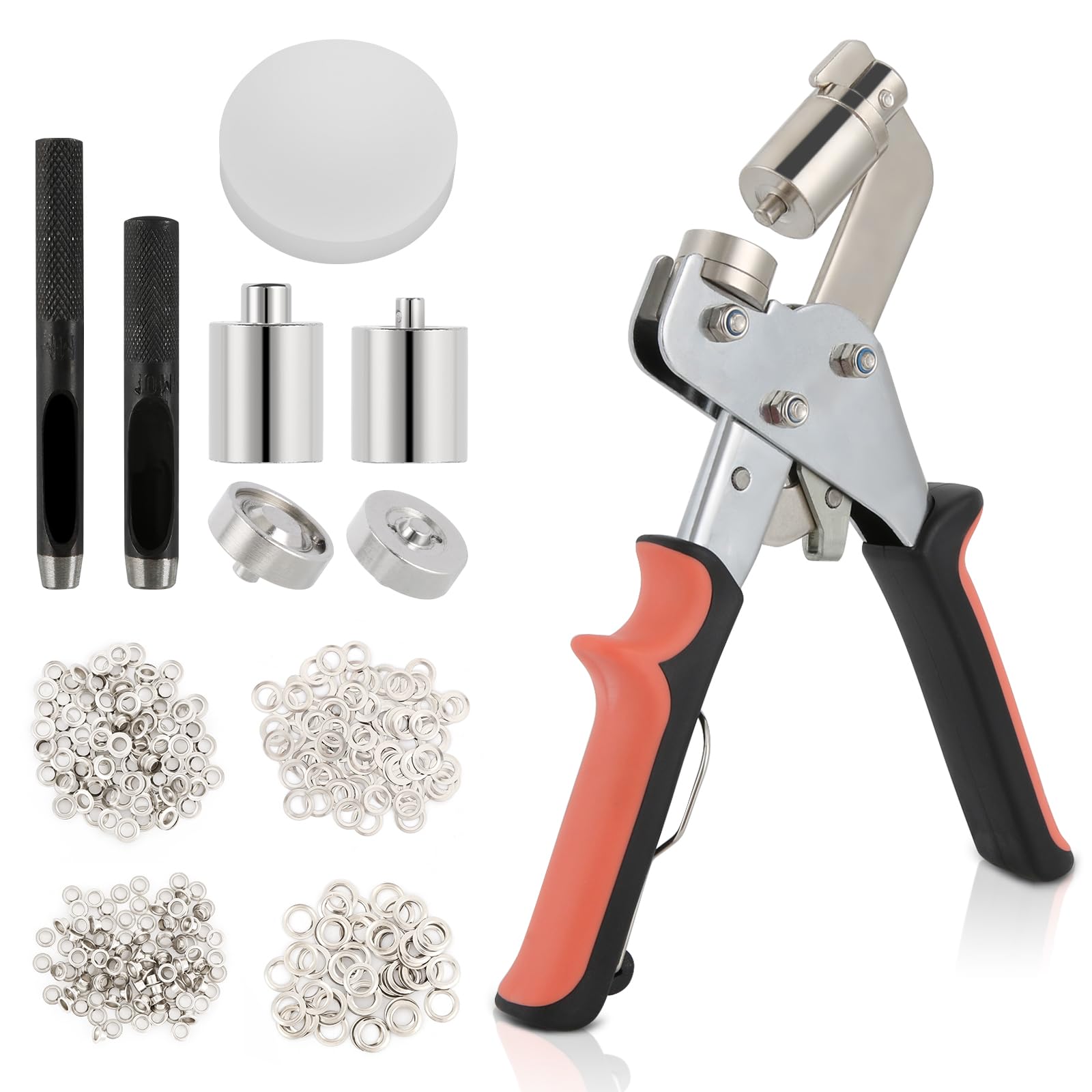 Photo 1 of Grommet Tool Kit, 1/4 & 3/8 Inch Handheld Eyelet Tool Kit Manual Grommet Press Machine with 400 Pcs Metal Grommets Punch Tool for Tarp, Fabric, Banner, Canvas, Leather, Tents, Vinyl