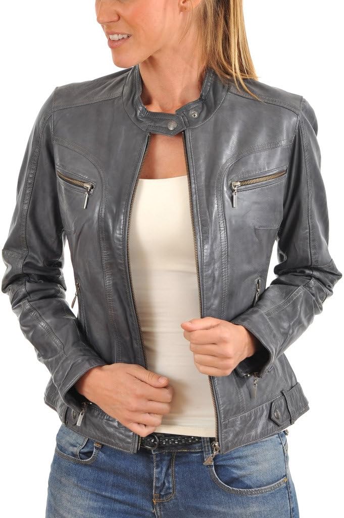 Prim leather Women's Lambskin Leather Bomber Biker Jacket