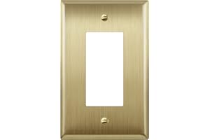 LIDER Decorator Switch or Receptacle Metal Wall Plate, Stainless Steel Outlet Cover, Corrosion Resistant, Mid-Size 1-Gang 4.88" x 3.11", 201 Stainless Steel, LMWP-31M-BB, Brushed Brass