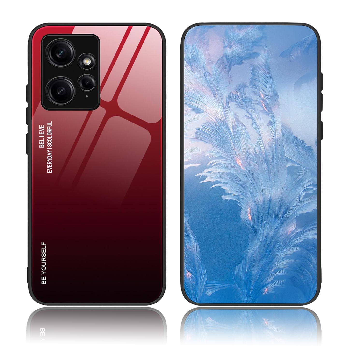 BORYA Case for Xiaomi Redmi Note 12 4G, Ultra Thin Shockproof Soft Premium Silicone TPU Bumper, Colorful Gradient 9H Tempered Glass Anti-Scratch Cover, Gradient Red โ image 1