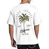 Mens Graphic T-Shirts Short Sleeve Palm Tree Print Summer Top Crewneck Cotton Casual California Tees for Men