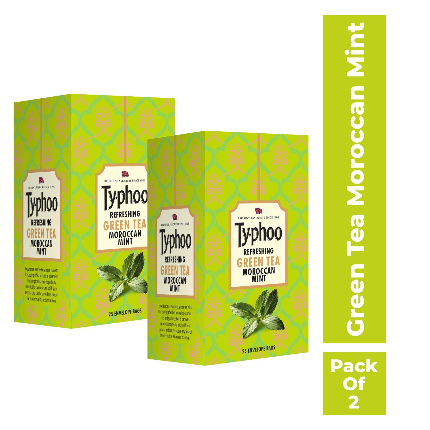Typhoo Green Tea, Moroccan Mint, 25 Tea Bags (Pack of 2) Amazon.in