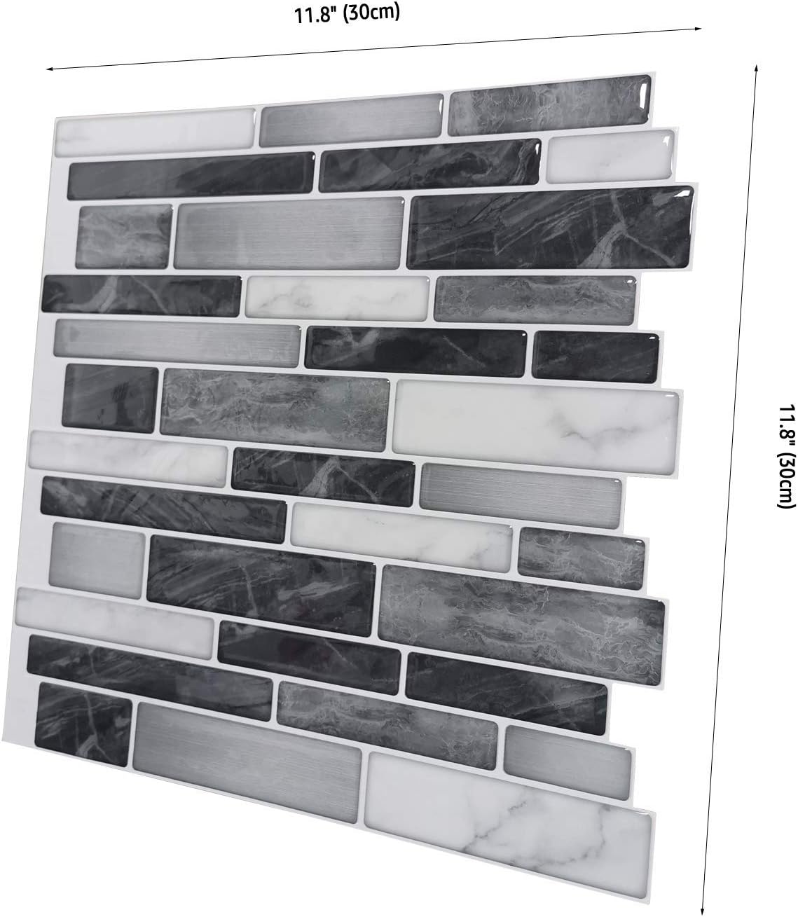 10Sheet Premium SelfAdhesive Kitchen Backsplash Tiles in Marble, 30cm
