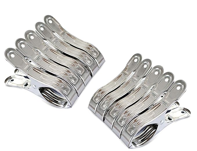 Fommen 10 Pack Heavy Duty Stainless Steel Quilt Clips,4.7 Inche Beach Towel Clips,Prevent Your