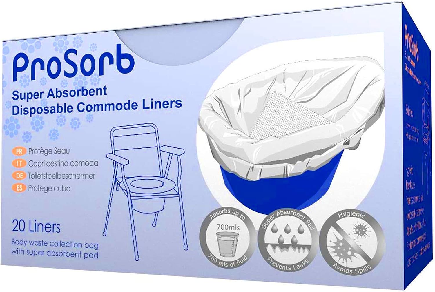 Prosorb Super Absorbent Disposable Commode / Bed Pan Liners Pack of 20, Blue, 20 Count (Pack of 1) - Image 4