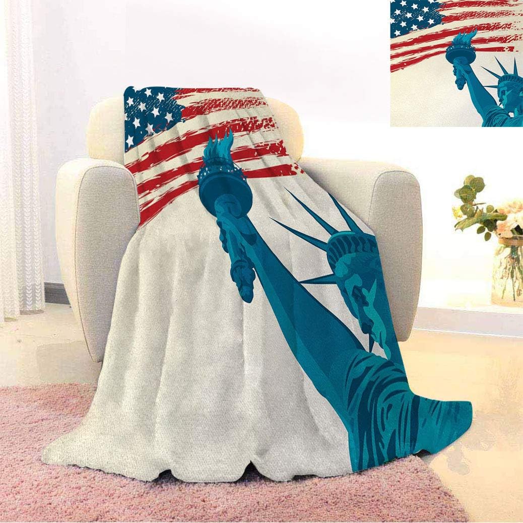 American Flag Thermal Throw Blankets, Statue of Liberty