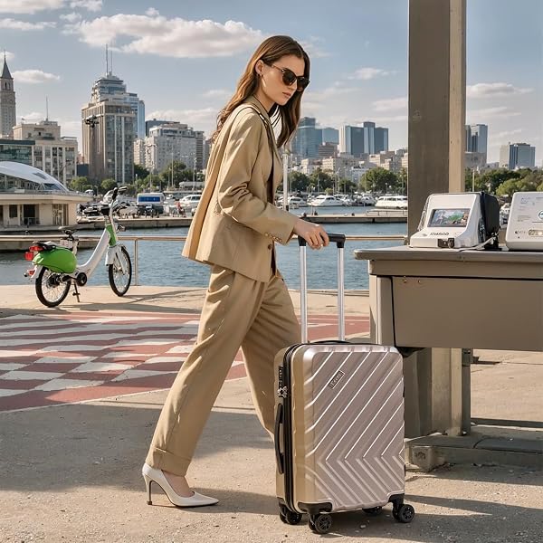 EEEZA LUGGAGE SETS 3 PIECE,SUITCASES WITH WHEELS,CARRY ON LUGGAGE SET 22X14X9 AIRLINE APPROVED,HARDSHELL LUGGAGE SETS WITH TSA LOCK,20 INCH CARRY ON SUITCASE
