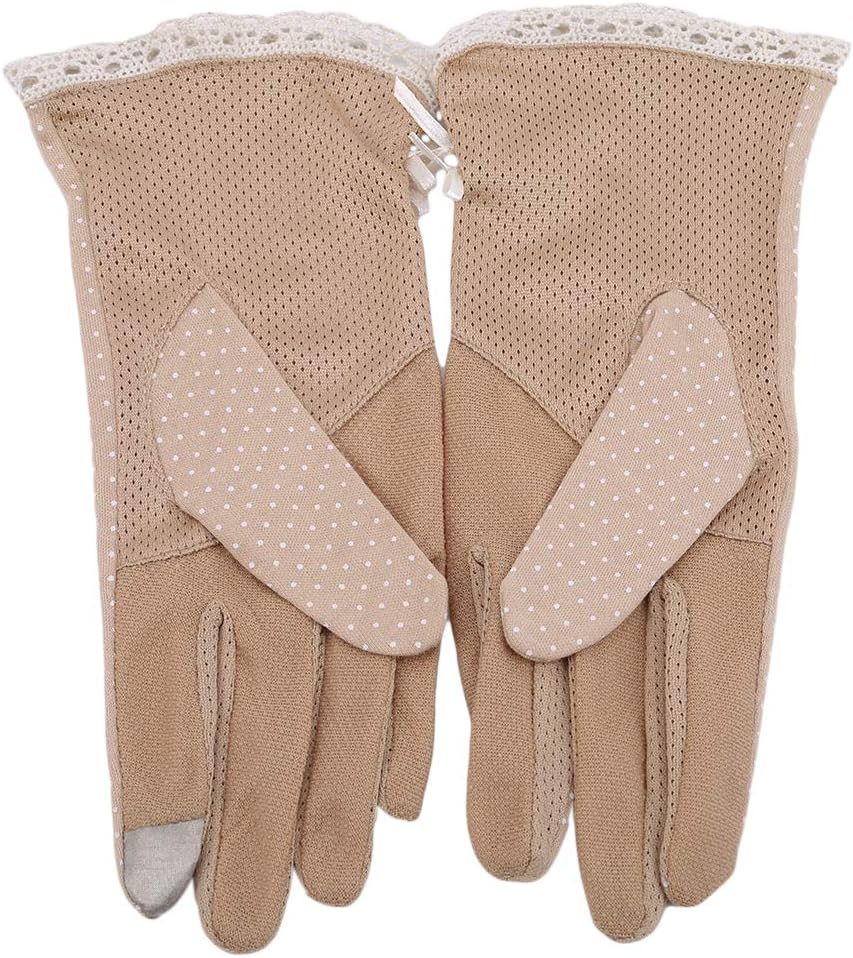 YouCY Dots Sun Protection Gloves Summer Women Lace Sunscreen Driving Gloves for Ladies Girl Outdoor Mittens,Khaki