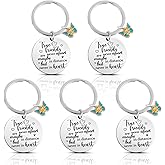LXUEJIE 5 Pcs Friendship Keychain, Zinc Alloy 1.18 Inch Round Friends keychains for Women, Bestie Keychain Gift for Long Distance, Birthday, Graduation, Coworker Leaving, Christmas Gift Silver