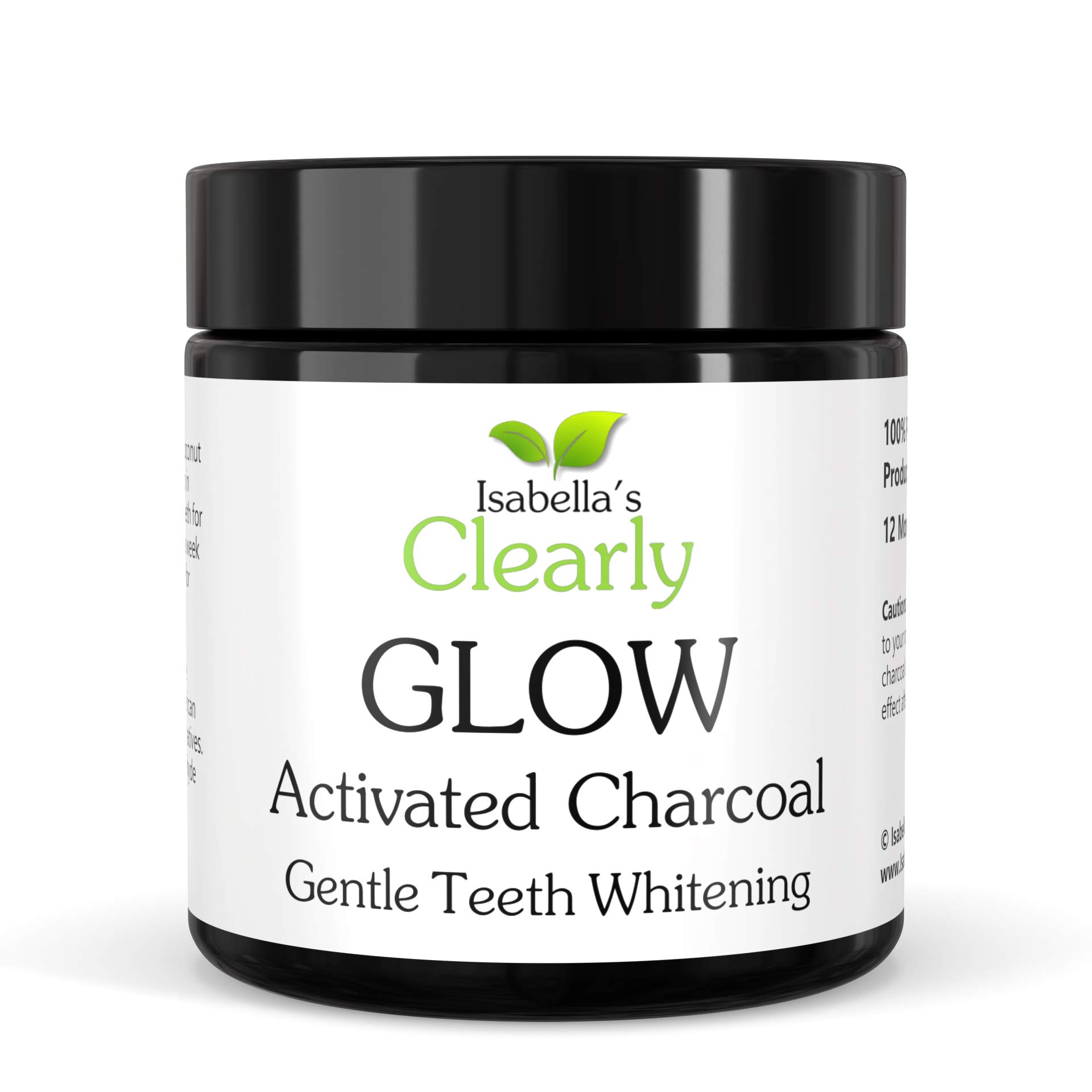 Clearly Glow Teeth Whitening Activated Charcoal Powder + Soft Bamboo Toothbrush | Pure, Natural, Food Grade, Non GMO, Made in USA | Whiten Teeth Naturally. 80g (12 Months Supply)