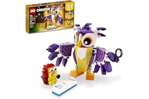 LEGO Creator 3 in 1 Fantasy Forest Creatures, Woodland Animal Toys Set Transforms from Rabbit to Owl to Squirrel Figures, Gift for 7 Plus Year Old Girls and Boys, 31125
