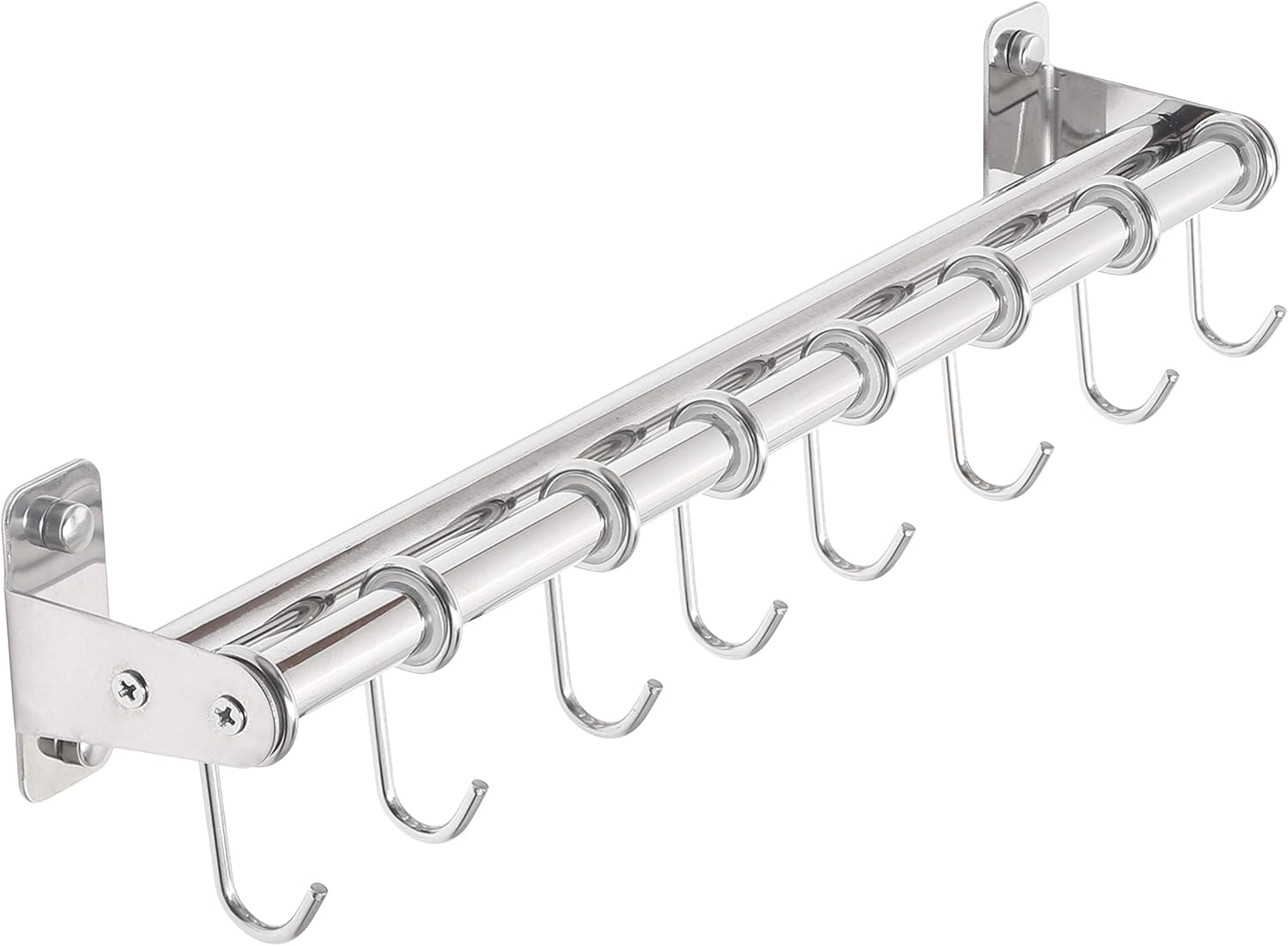 Dseap Pot Rack Pots and Pans Hanging Rack Rail with 8