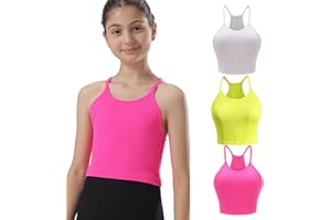 Attifall Girls Ribbed Crop Tank Top Pack Seamless Racerback Cami Tanks for Teen Girl Dance Athletic Cropped Tops